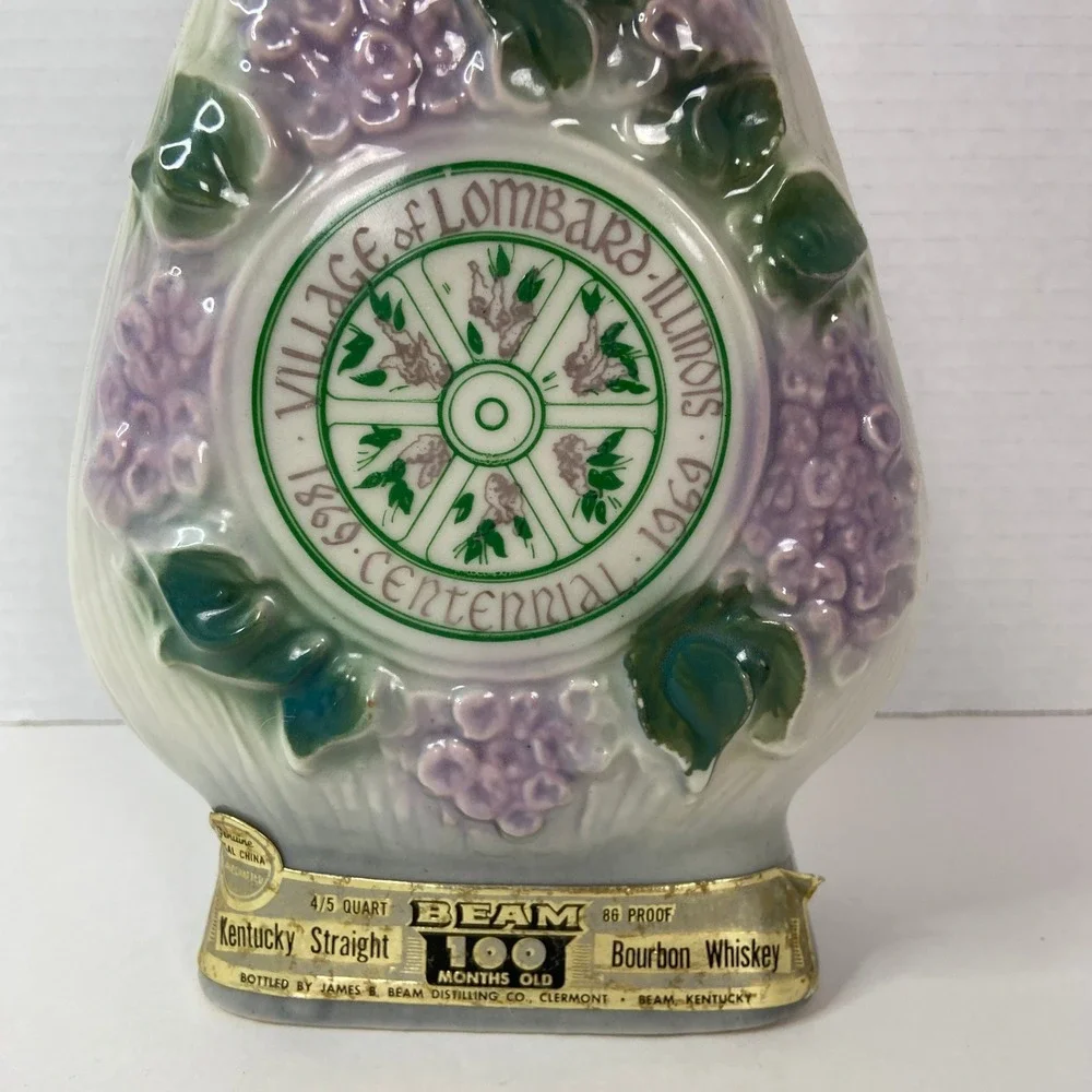 Vintage Jim Beam Centennial 1864-1964 Regal China Decanter Floral Bottle Stopper
